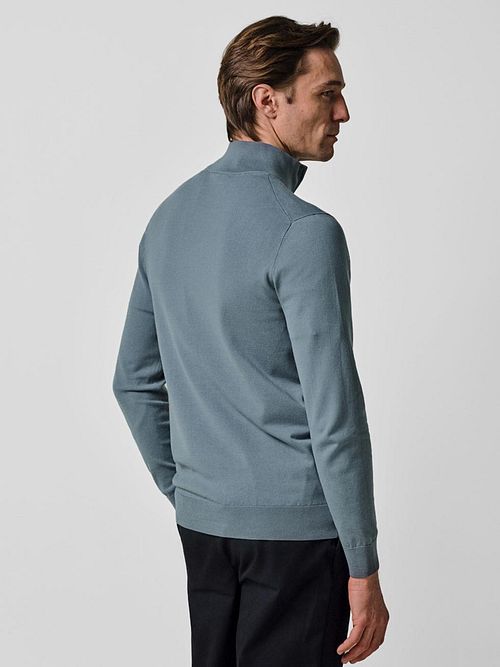 Profuomo Half Zip Pullover Luxury Basic Blau Model / Achterkant