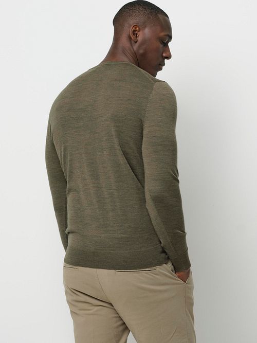 Profuomo Pullover Merinowol Olive Model / Achterkant