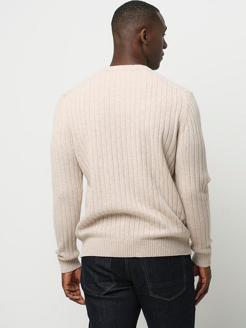 Profuomo Pullover Rib Wol Blend Sand Model / Achterkant