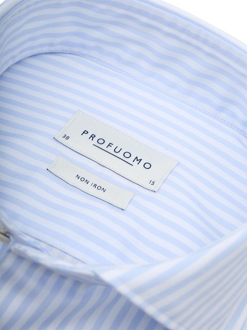 Profuomo Twill Shirt Stripes Light Blue