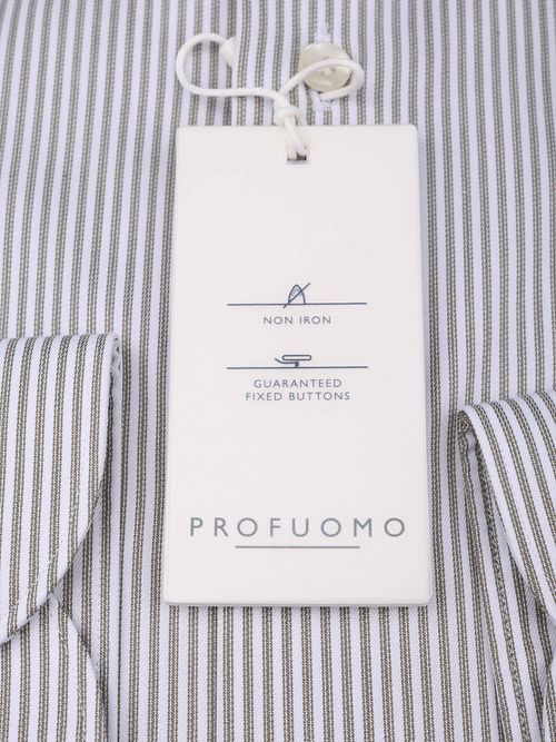 Profuomo Twill Shirt Stripes Green