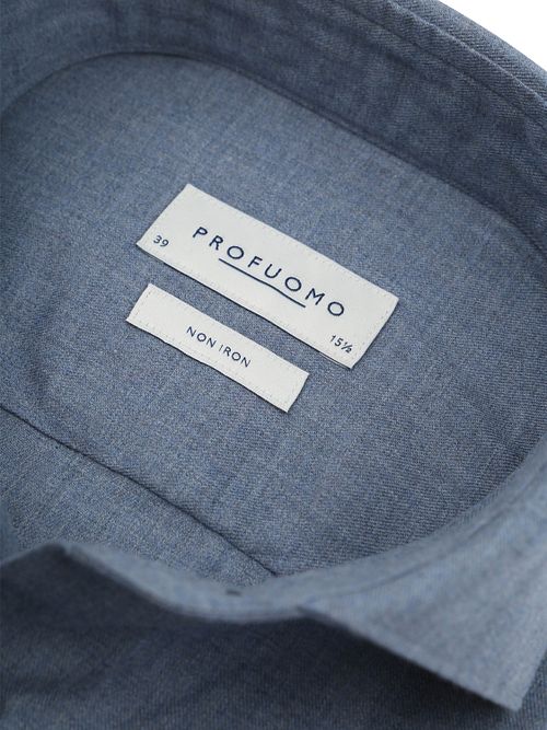 Profuomo Shirt Peached Twill Flanel Blue Product / Detail