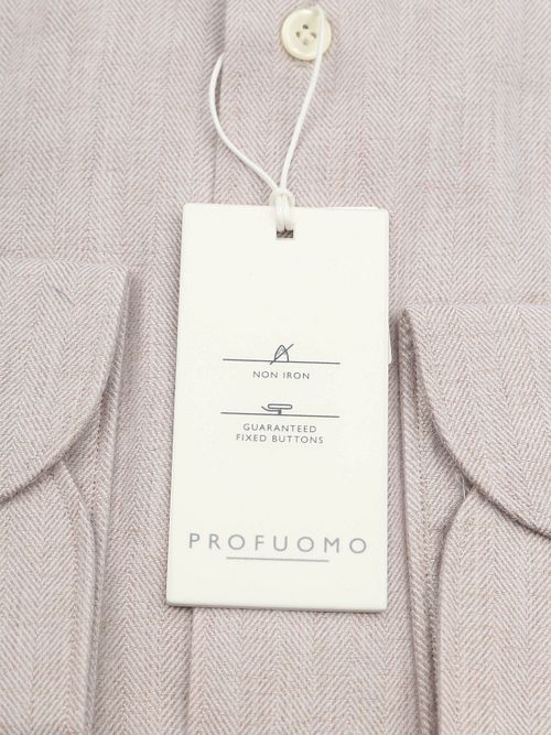 Profuomo Shirt Peached Herringbone Flanel Beige Product / Detail