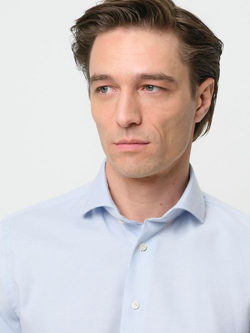 Profuomo Basketweave Shirt Light Blue Model / Voorkant