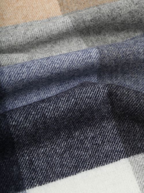 Profuomo Skjerf Av Ull Rutete Blå Grå Beige Product / Detail
