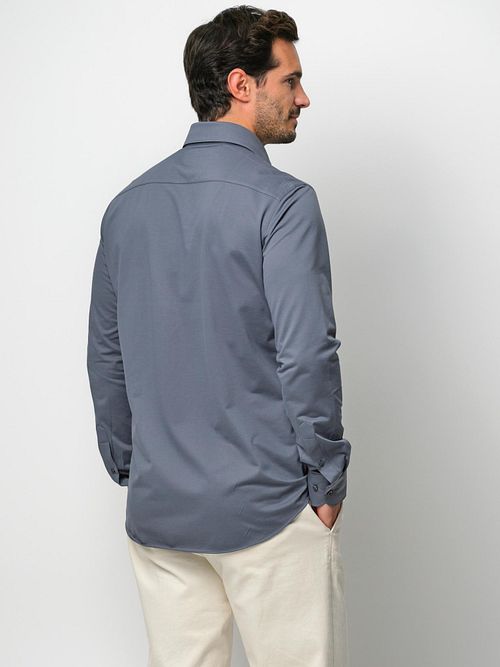 Profuomo Japanskt Stickat Skjorta Denim Blue Model / Achterkant