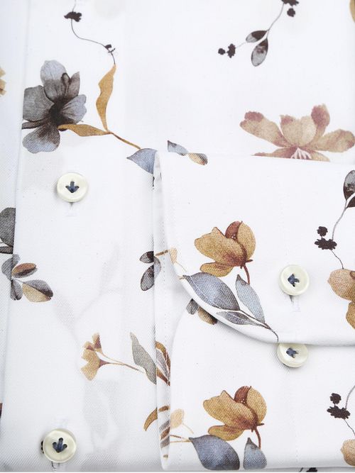 Profuomo Twill Skjorte Flower Hvid Product / Detail