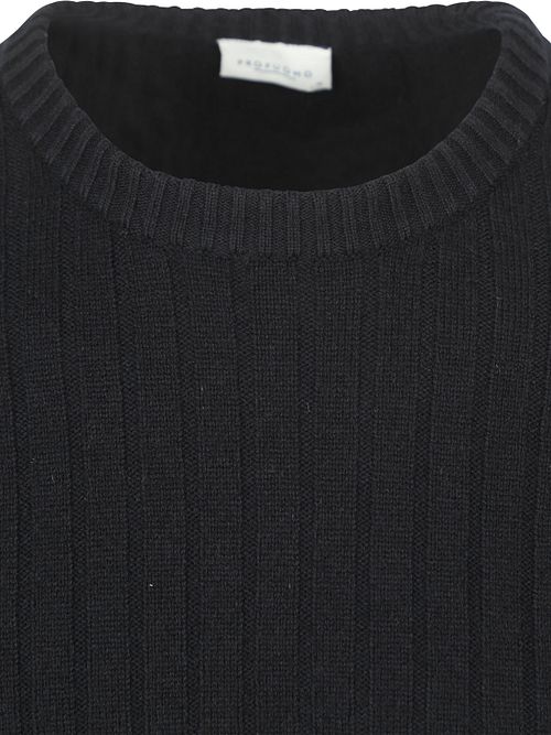 Profuomo sweter z prążkowanej dzianiny, mieszanka wełny, granatowy Product / Detail