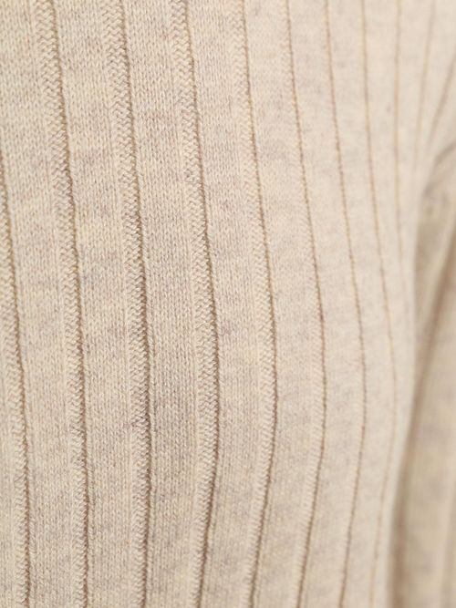 Profuomo Sweter z prążkowanej dzianiny z mieszanki wełny w kolorze piaskowym Product / Detail