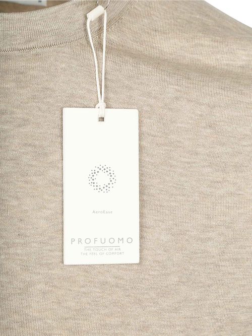 Profuomo T-Shirt Strickad Beige
