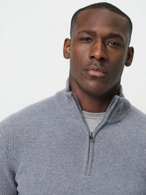 Profuomo Halv Lynlås Pullover Uld Blend Blå Model / Detail