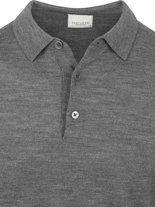 Profuomo Longsleeve Poloshirt Merinowol Grijs Product / Detail