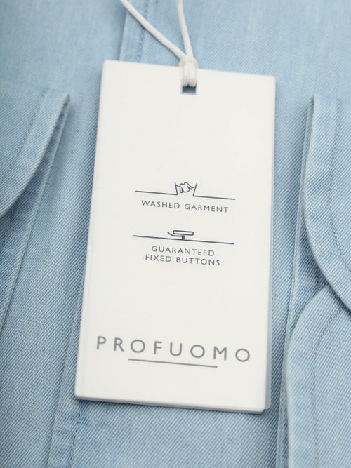 Profuomo Twill Hemd Denim Lichtblauw Product / Detail