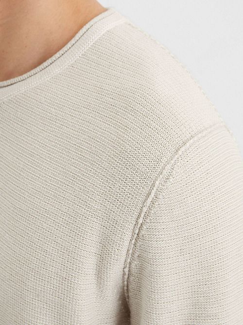 Pullover girocollo Marc O'Polo in cotone/lino grigio seta Model / Detail