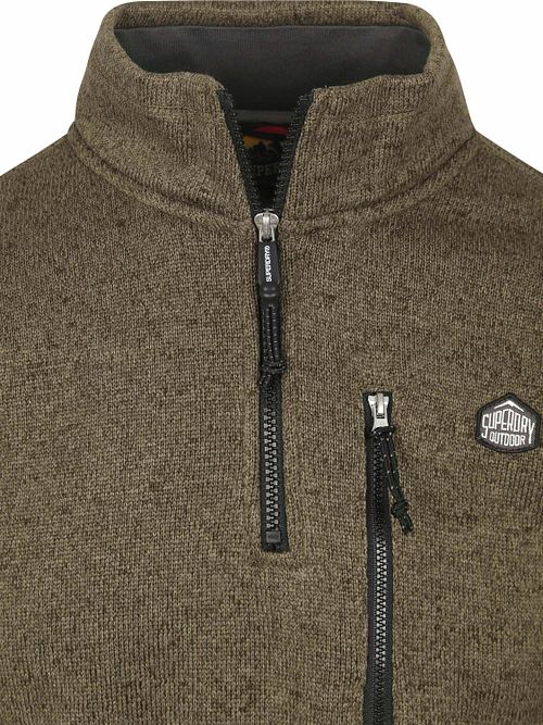 Pullover in pile Superdry con mezza zip verde oliva Product / Detail
