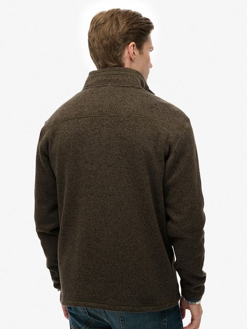 Pullover in pile Superdry con mezza zip verde oliva Model / Achterkant