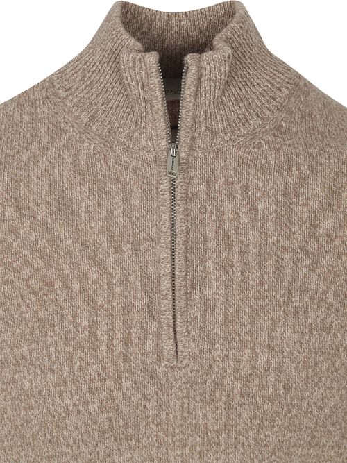 Pullover Profuomo in misto lana con mezza zip color sabbia Product / Detail