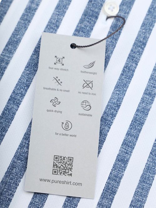 Pure Shirt Linen Optics Stripe Bleu