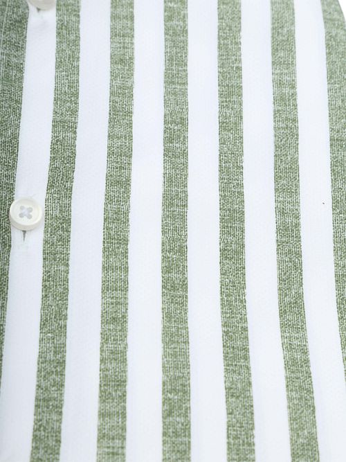 Pure Shirt Linen Optics Stripe Vert