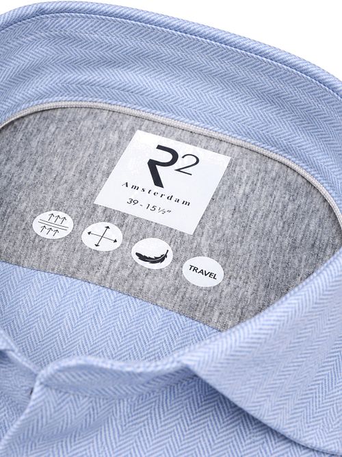 R2 Chemise Knitted Herringbone Bleu clair