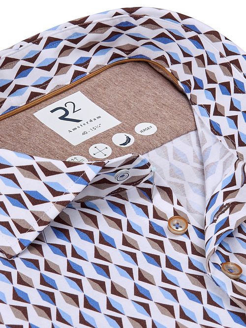 Koszula R2 z dżerseju z retro printem beżowo-niebieska Product / Detail