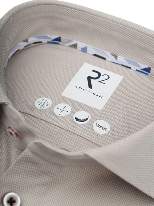 R2 Overhemd Technical Knitted Dobby Beige Product / Detail