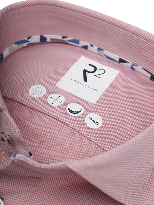 R2 Overhemd Technical Knitted Dobby Coral Product / Detail