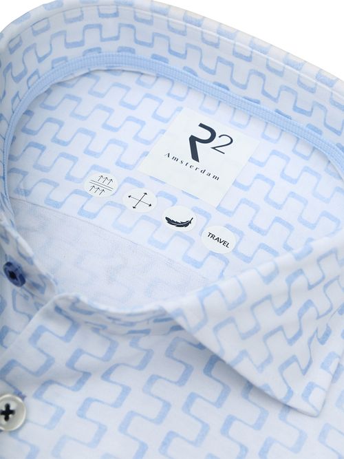 R2 Overhemd Sorona Print Lichtblauw Product / Detail