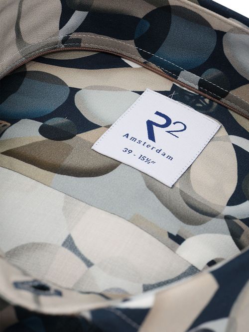 R2 Shirt Lyocell Print Blue