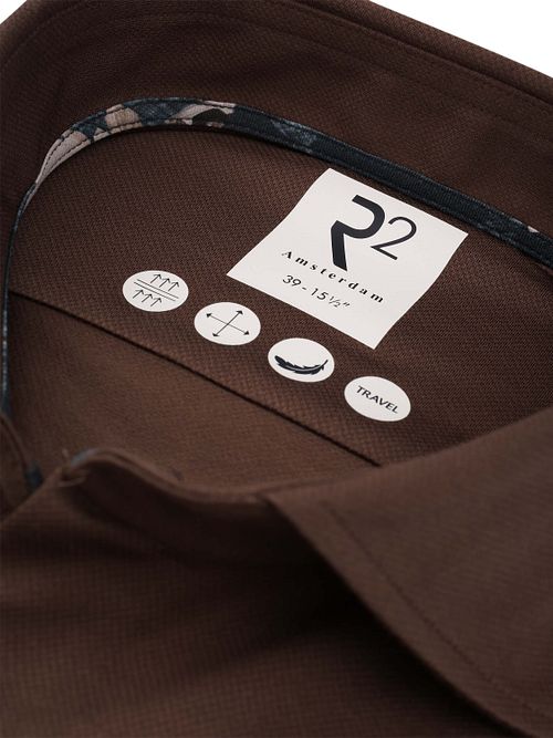 R2 Shirt Knitted Dobby Brown