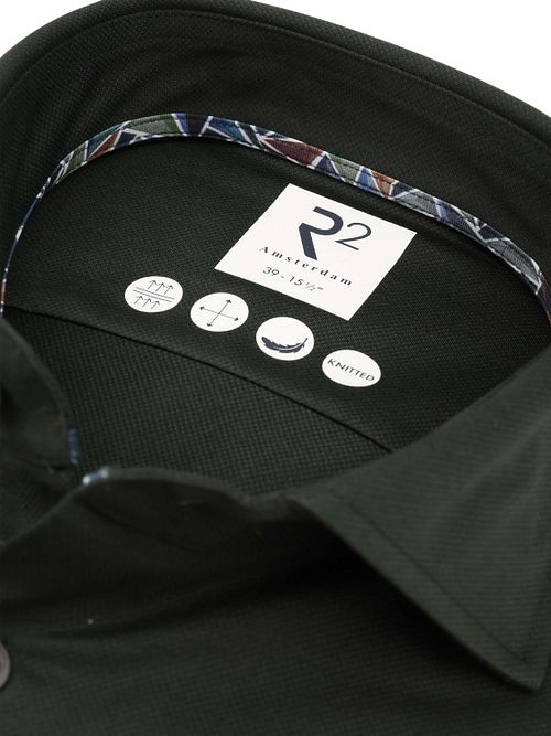 R2 Shirt Dobby Travel Dark green