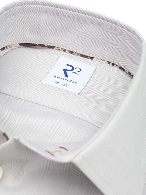 R2 Shirt Knitted Herringbone Beige
