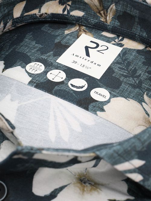 R2 Shirt Knitted Sorona Floral print Navy