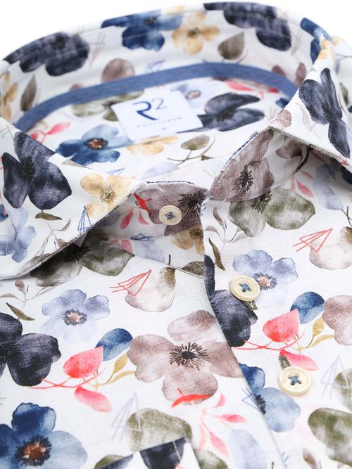 R2 Camisa Elegante Mezcla De Lino Estampado Floral Multicolor Product / Detail
