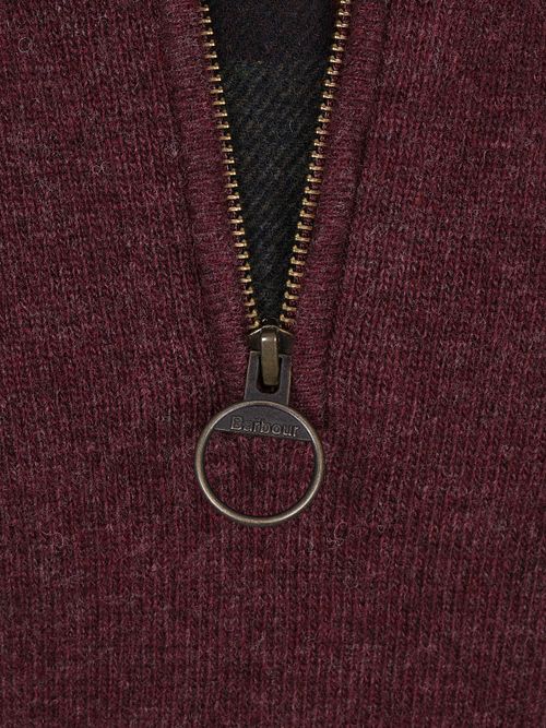 Barbour Holden Half Zip Pullover Wool Burgundy