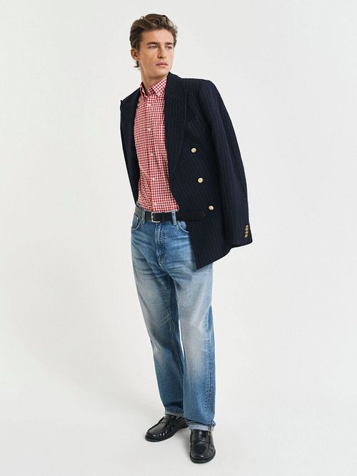 Gant Poplin Banker Overhemd Streep Rood Model / Voorkant