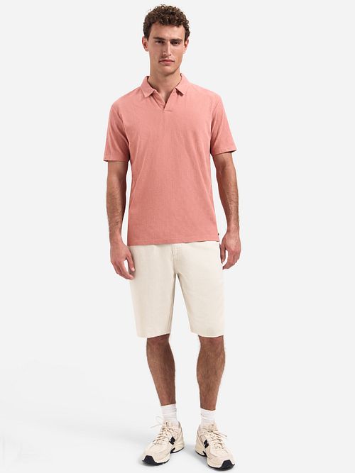 No Excess Jacquard Poloshirt Riva Coral Model / Voorkant