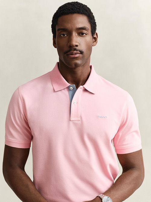 GANT Contrast Piqué Poloshirt Bubbelgum Rosa Model / Detail