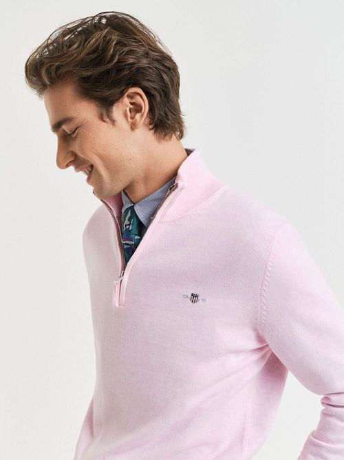 Gant Half Zip Pull Laine Rose Clair Model / Zijkant