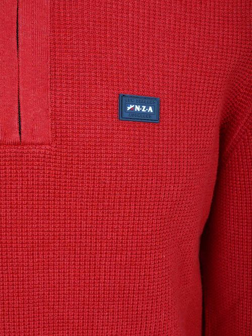NZA Half Zip Slub Knit Melange Rouge