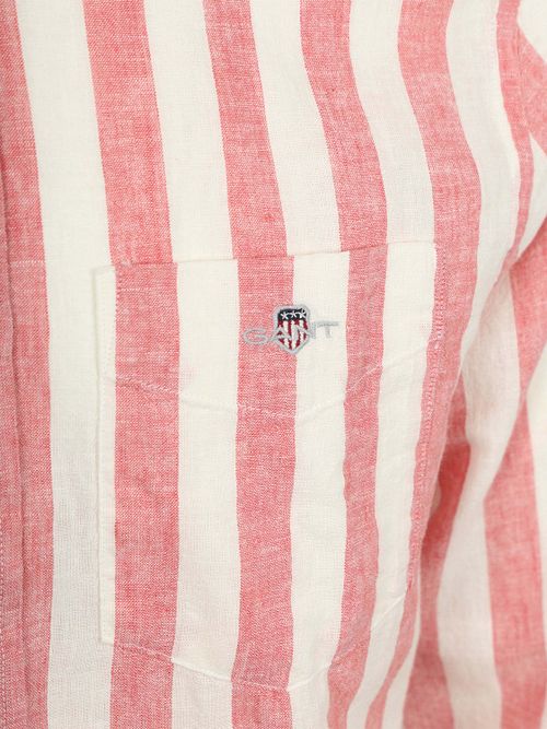 Gant Cotton Linen Overhemd Streep Roze
