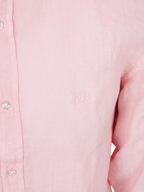 BOSS Relegant Overhemd Linnen Roze Product / Detail