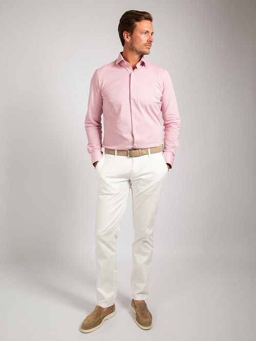 Suitable Overhemd Knitted Pique Roze Model / Voorkant