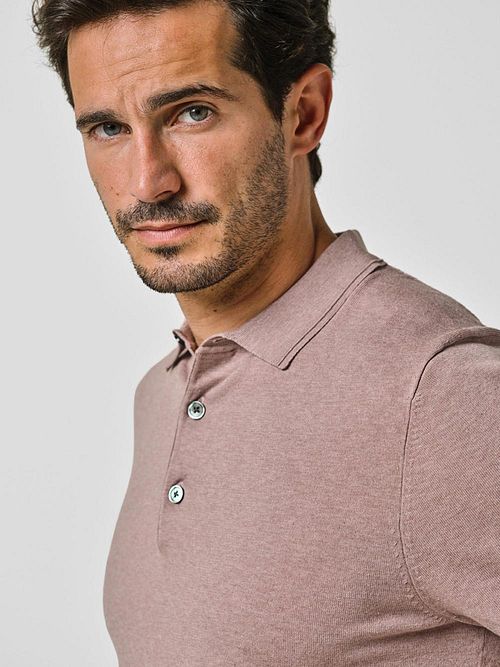 Profuomo Poloshirt Luxury Basic Roze Model / Detail