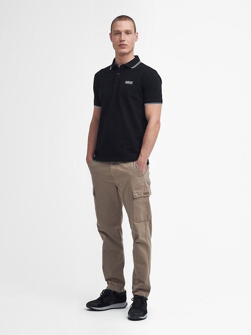 Barbour International Piqué Poloshirt Evan Tipped Schwarz