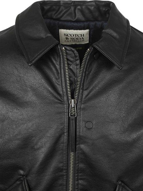 Scotch and Soda bomber jacket in ecopelle nero Product / Detail