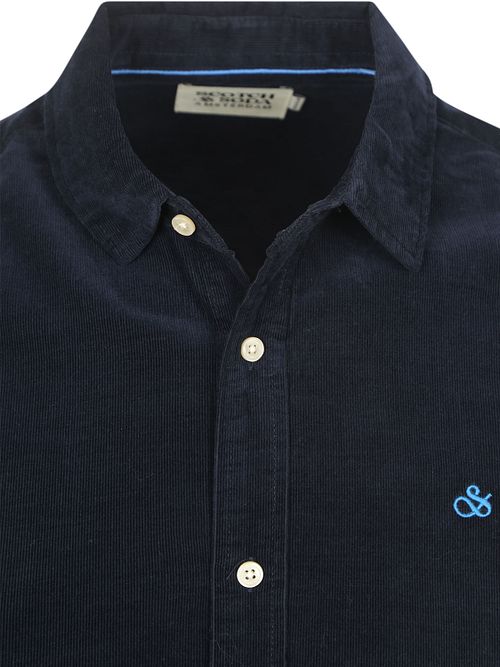 Scotch and Soda Camicia in velluto a coste tinta unita nera Product / Detail