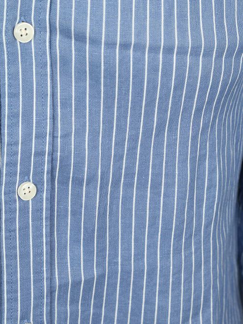 Scotch and Soda Camicia Lino Righe Blauw Product / Detail