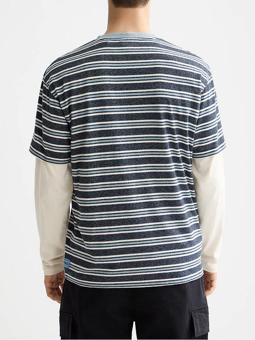 T-Shirt a rayas Scotch And Soda azul Model / Achterkant
