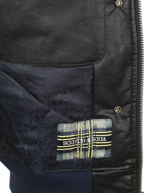 Scotch and Soda fejk läder bomberjacka i svart Product / Detail